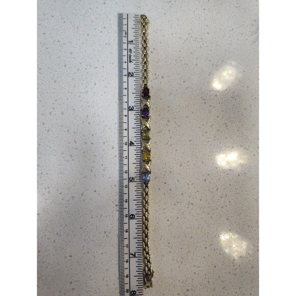 Jewelry - 925 Sterling Silver Genuine Multi Gemstone XO link and clasp Bracelet 7 7/8"